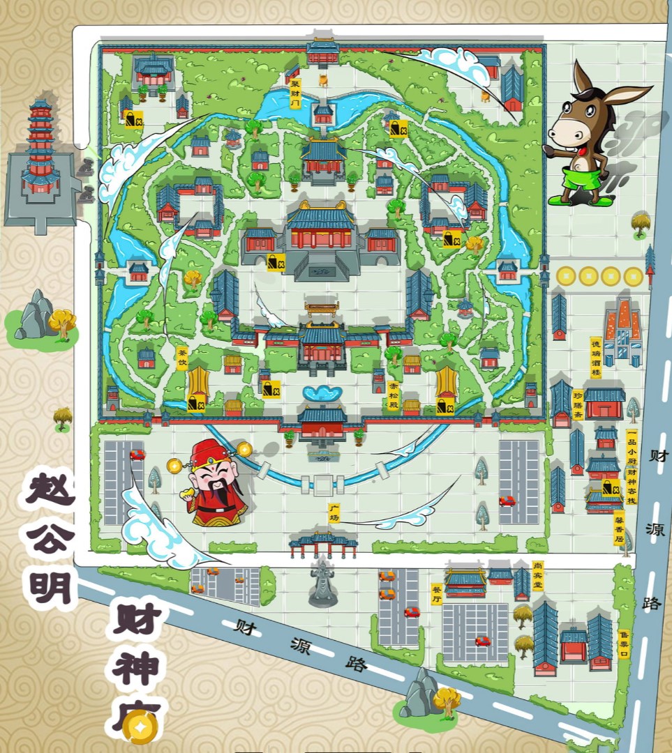 桂林寺庙类手绘地图